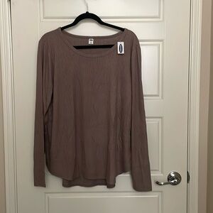 Old Navy Plus Rib-Knit Long-sleeve Tee- Mushroom